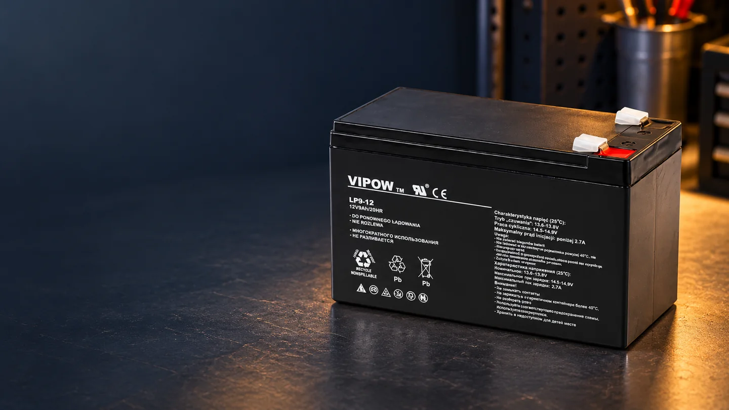 Acumulator Stationar SLA 12 V 9 Ah Vipow intr-un decor de acasa.