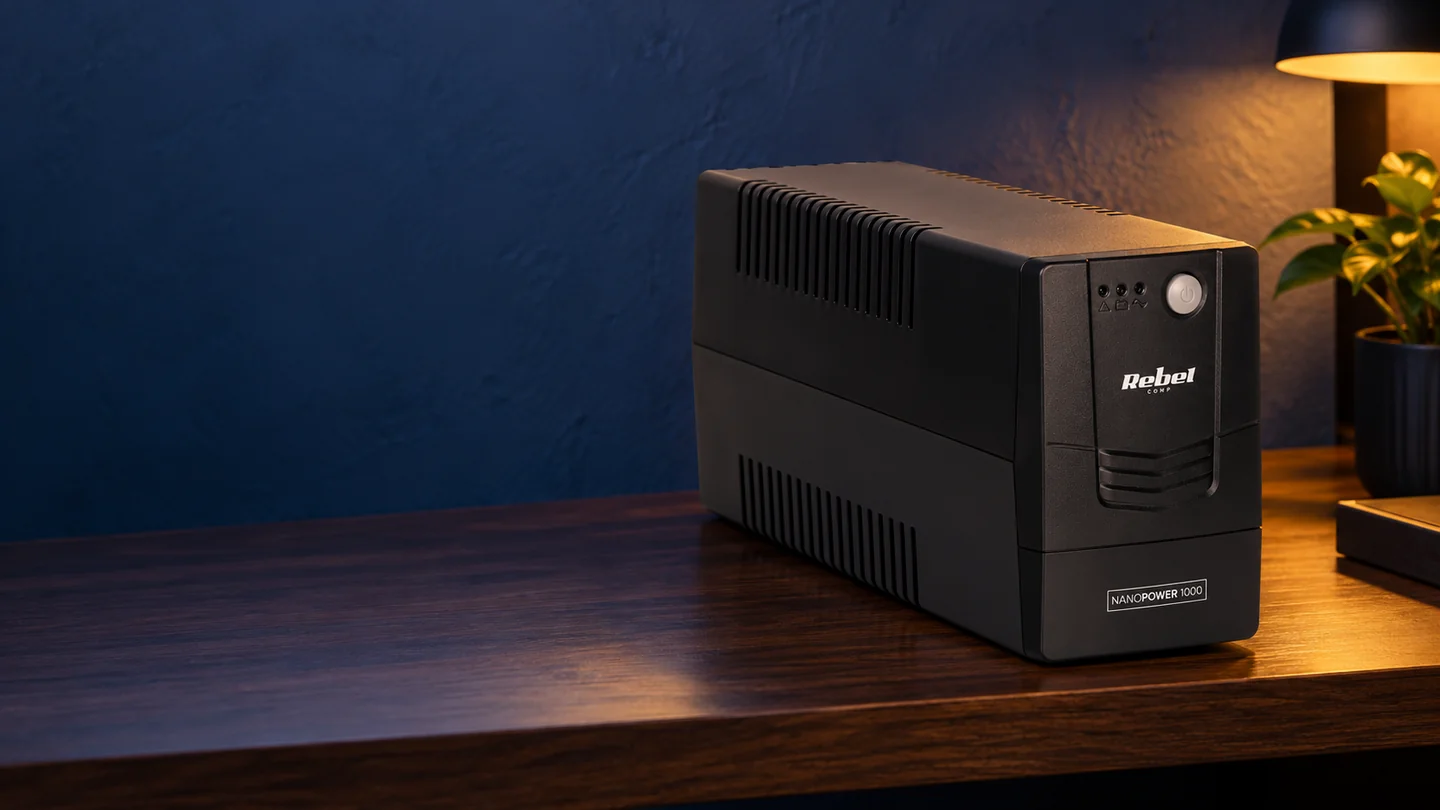 UPS offline Nanopower 1000, 1000 VA / 600 W intr-un decor de acasa.